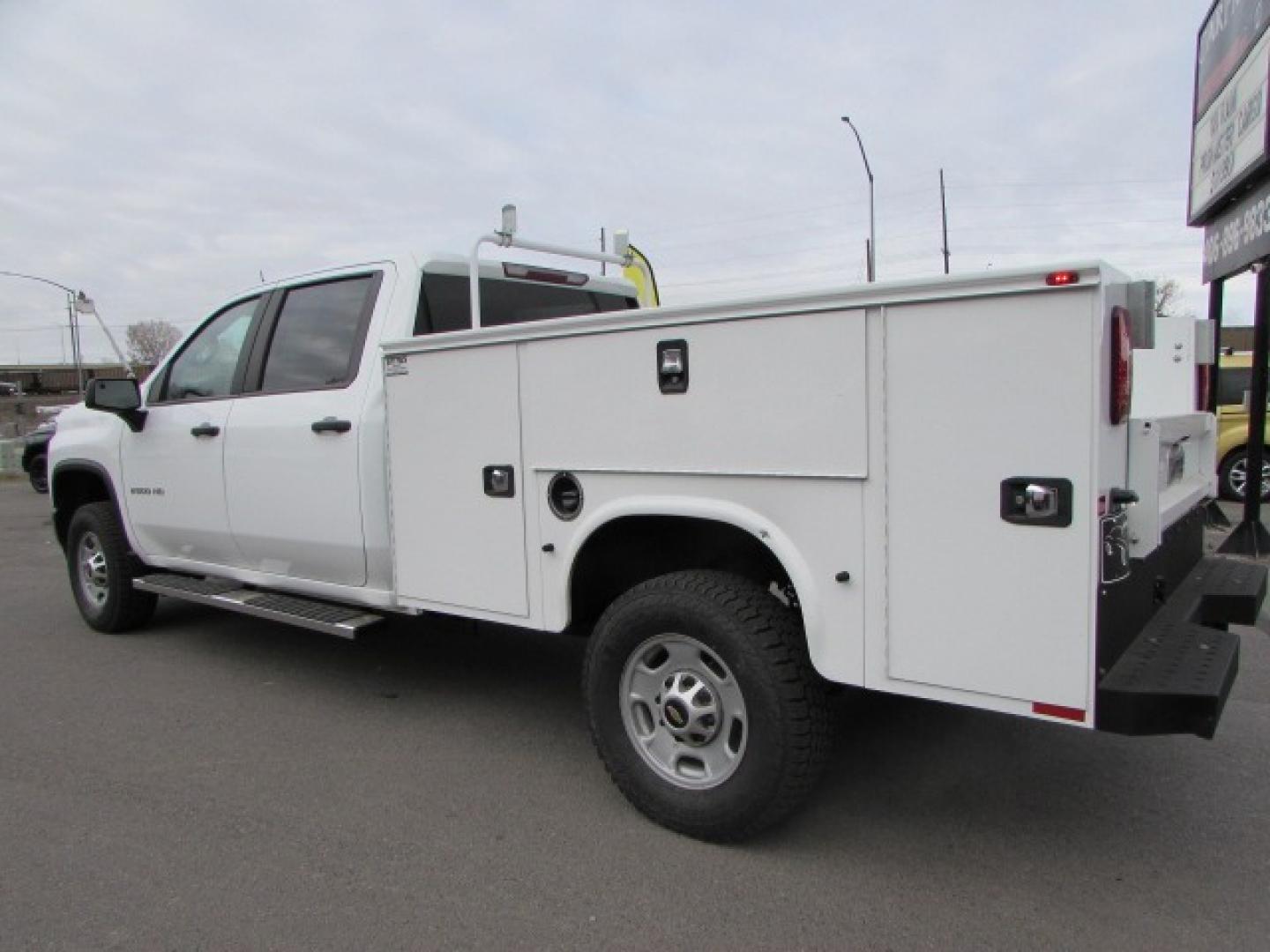 2020 White /Gray Chevrolet Silverado 2500HD Service Body Crew Cab 4WD (1GB1YLE78LF) with an 6.6L V8 OHV 16V Gasoline Engine engine, 6 speed automatic transmission, located at 4562 State Avenue, Billings, MT, 59101, (406) 896-9833, 45.769516, -108.526772 - 2020 Chevrolet Silverado 2500HD Crew Cab 4WD - Service Body! 6.6L V8 OHV 16V Gasoline Engine - 6 speed automatic transmission - 4WD - 79,469 miles - One owner - Inspected and serviced - copy of the inspection and work performed provided - full vehicle history report Air conditioning - tilt ste - Photo#1